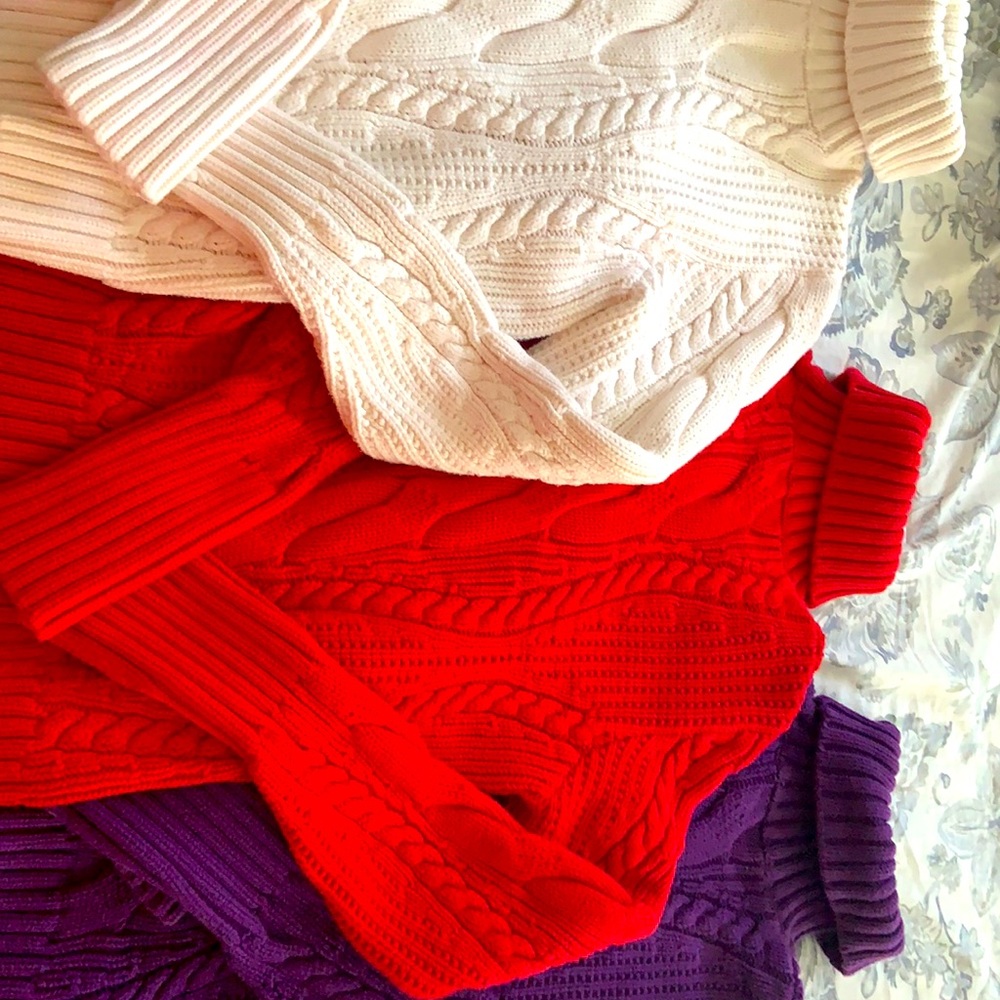 Land’s End Chunky Turtleneck Sweaters (Set of 3)